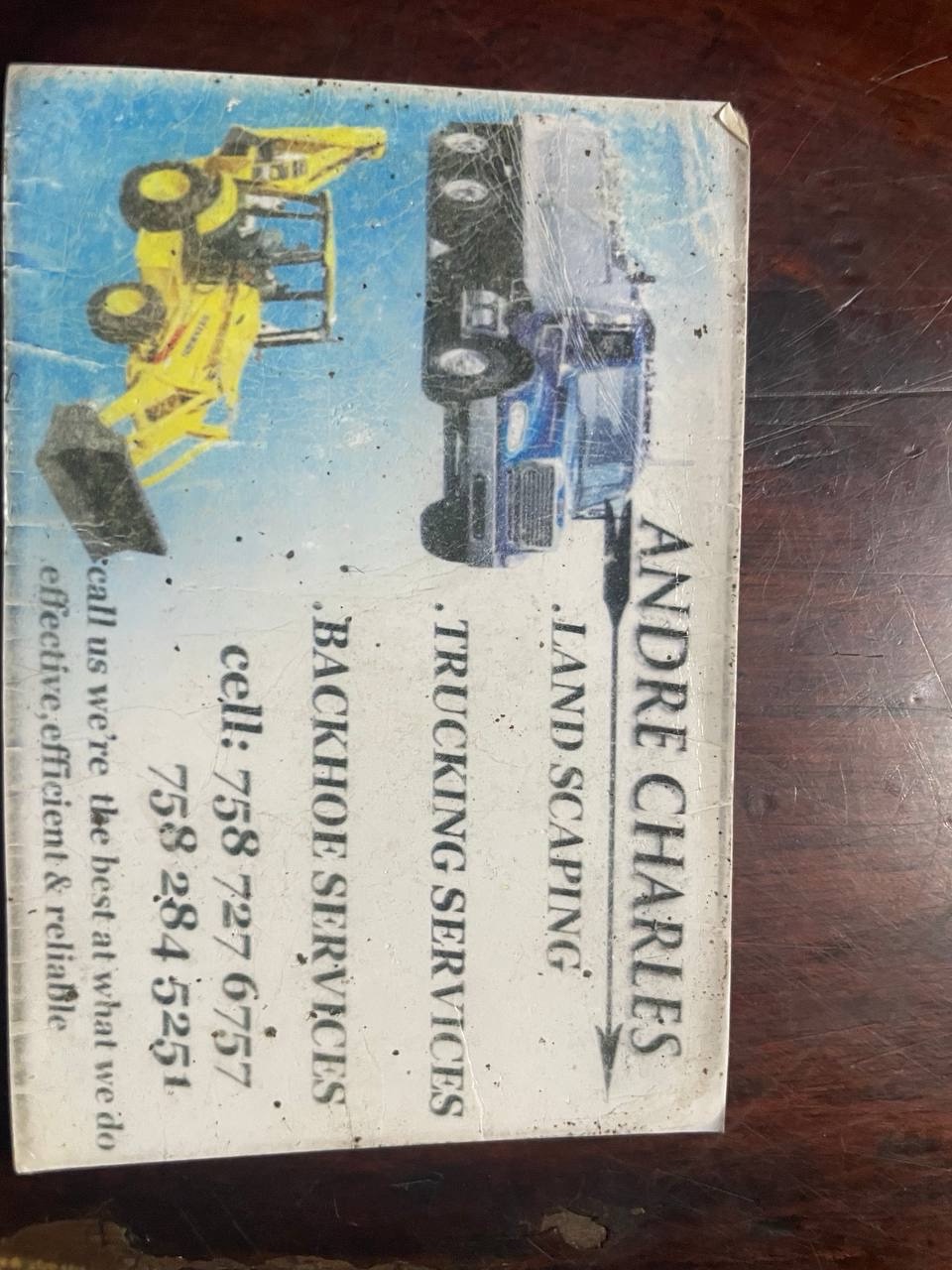 Andre Charles — Ti Bolo Earthworks business card